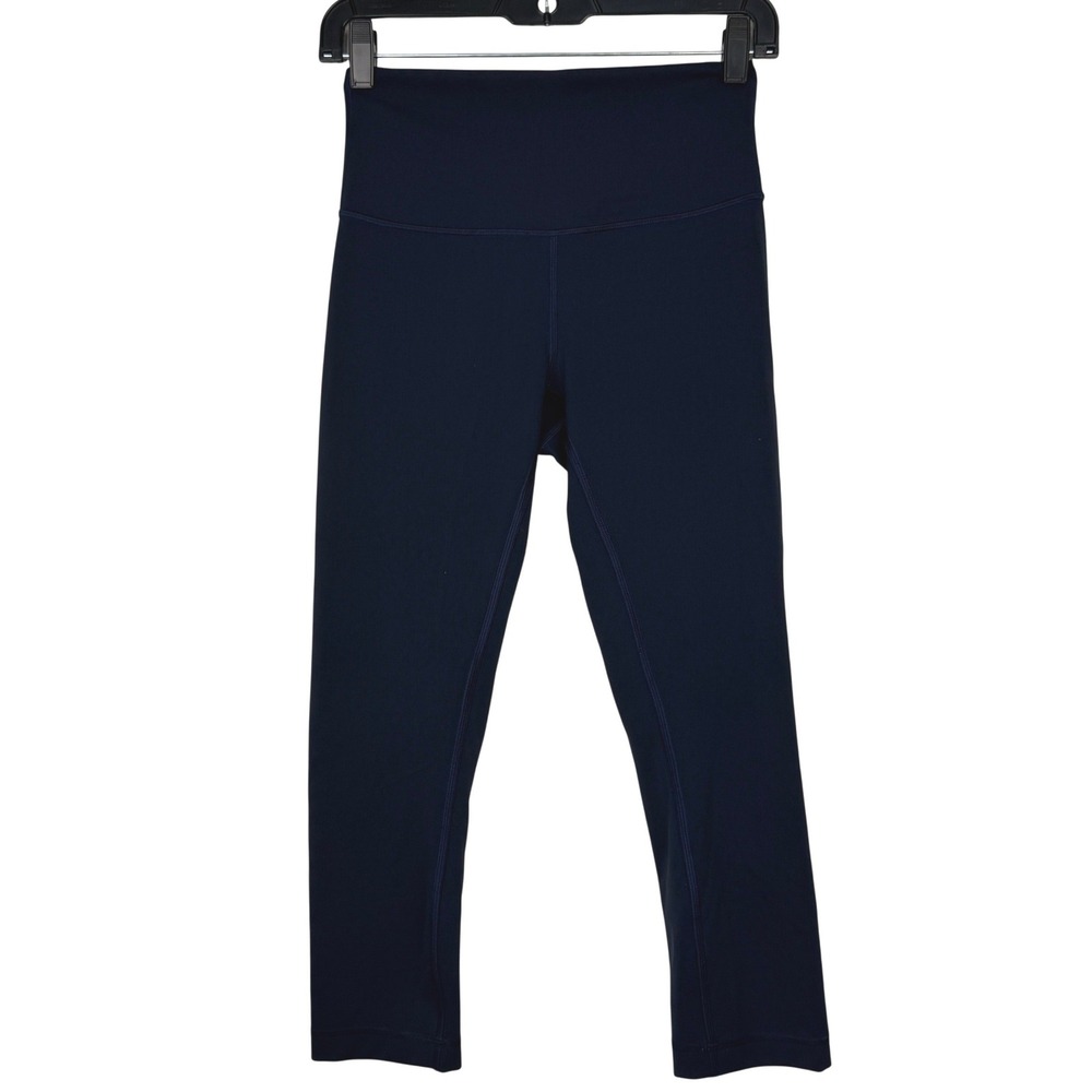 Lululemon Wunder Train High Rise Crop 21" Leggings Women 6 Navy Blue Yoga